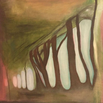 Bäume 06, Leinwand, Acryl, Organza, 80cm x 80cm