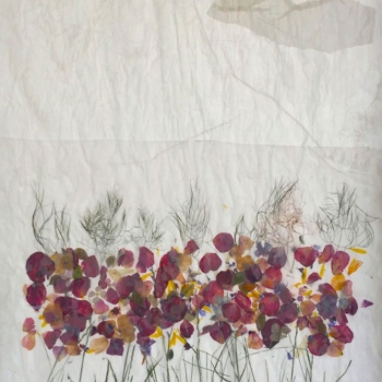 Fahnen 01, Pergament, Blüten, Algen, Gräser, 100cm x 63cm
