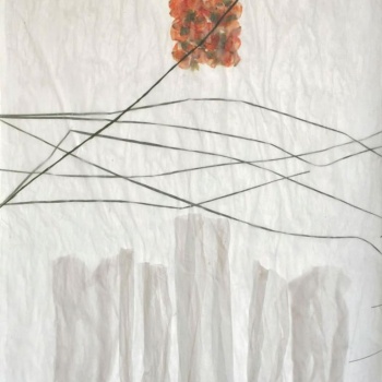 Fahnen 02, Pergament, Blüten, Gräser, 100cm x 63cm