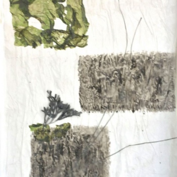 Fahnen 04, Pergament, Watt, Algen, 100cm x 63cm