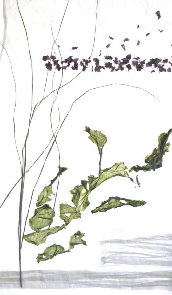 Fensterbild 02,  Pergament, Pflanzenteile, 100cm x60cm