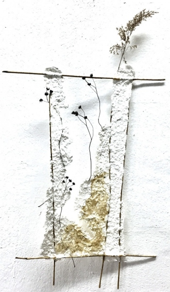 Fensterbild 09,  Flachs, Pflanzenteile, 60cm x30cm