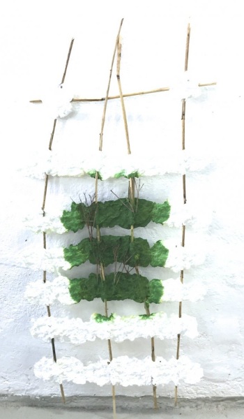Fensterbild 10,  Flachs, Pflanzenteile, 60cm x30cm
