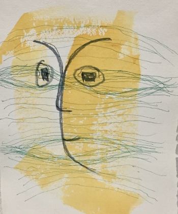 Kopfgeschichten 05, Papier,  Tusche, 56cm x 36cm