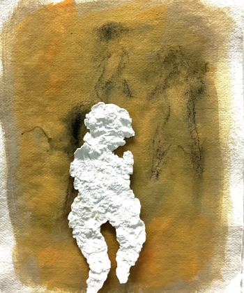 Kopfgeschichten 07, Papier,  Flachsfigur, 56cm x 36cm