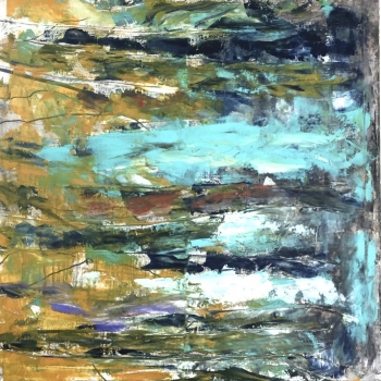 Landschaft 02, Leinwand, Acryl, Pappe, 80cm x80cm