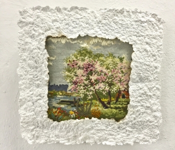 Neue Sichtweisen 5, Gobelin, Flachs, 30cm x 30cm