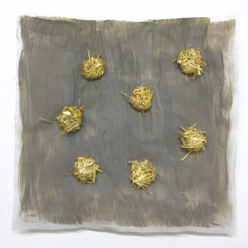 Zeitnah 08, Pergament, Acryl, Stroh