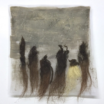 Zeitnah 04, Pergament, Acryl, Wurzeln