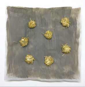 Zeitnah 08, Pergament, Acryl, Stroh